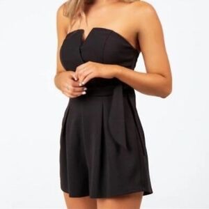 Elegant Black Strapless Romper